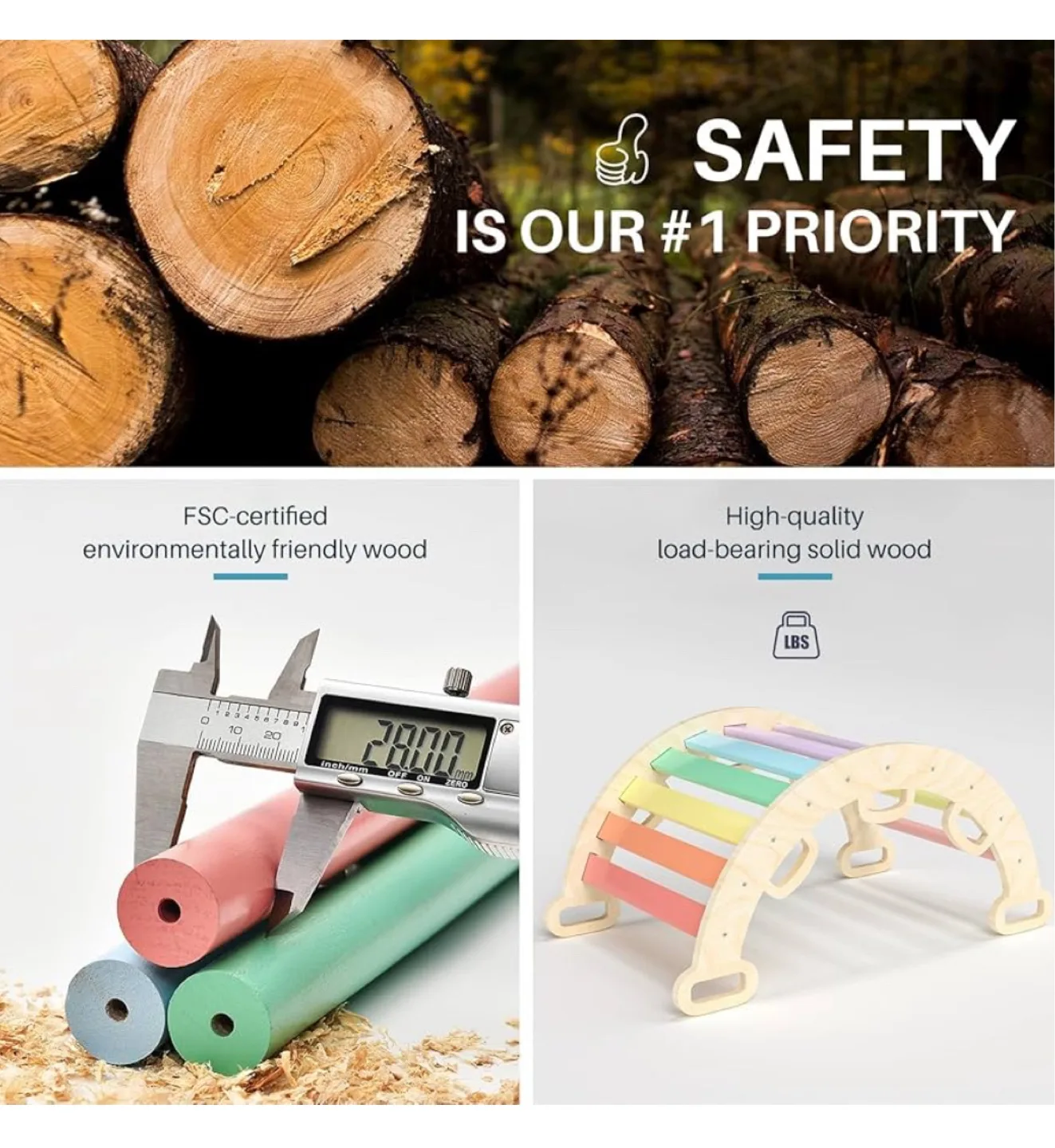 Wooden Climbing Arch Rocker with Rainbow Rungs image indicator(4)