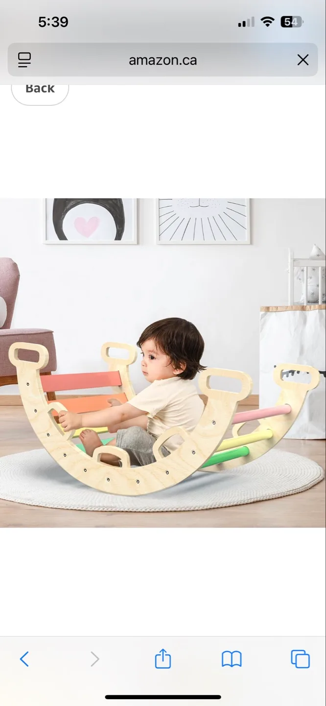 Wooden Climbing Arch Rocker with Rainbow Rungs thumbnail
