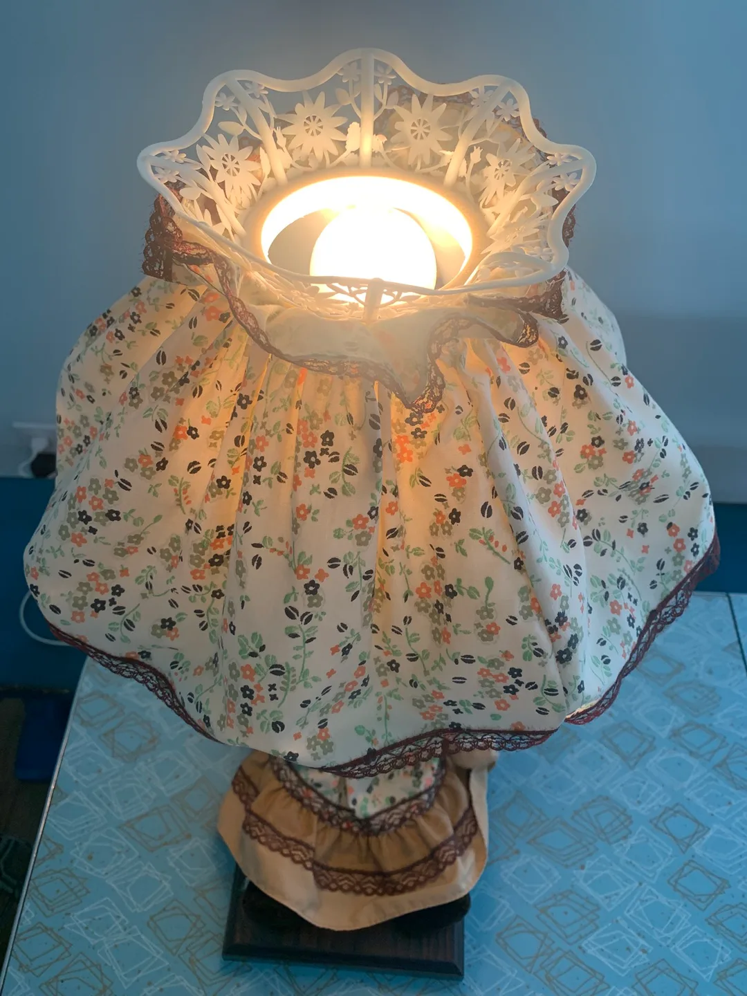 Vintage Doll Lamp with Floral Shade image indicator(3)