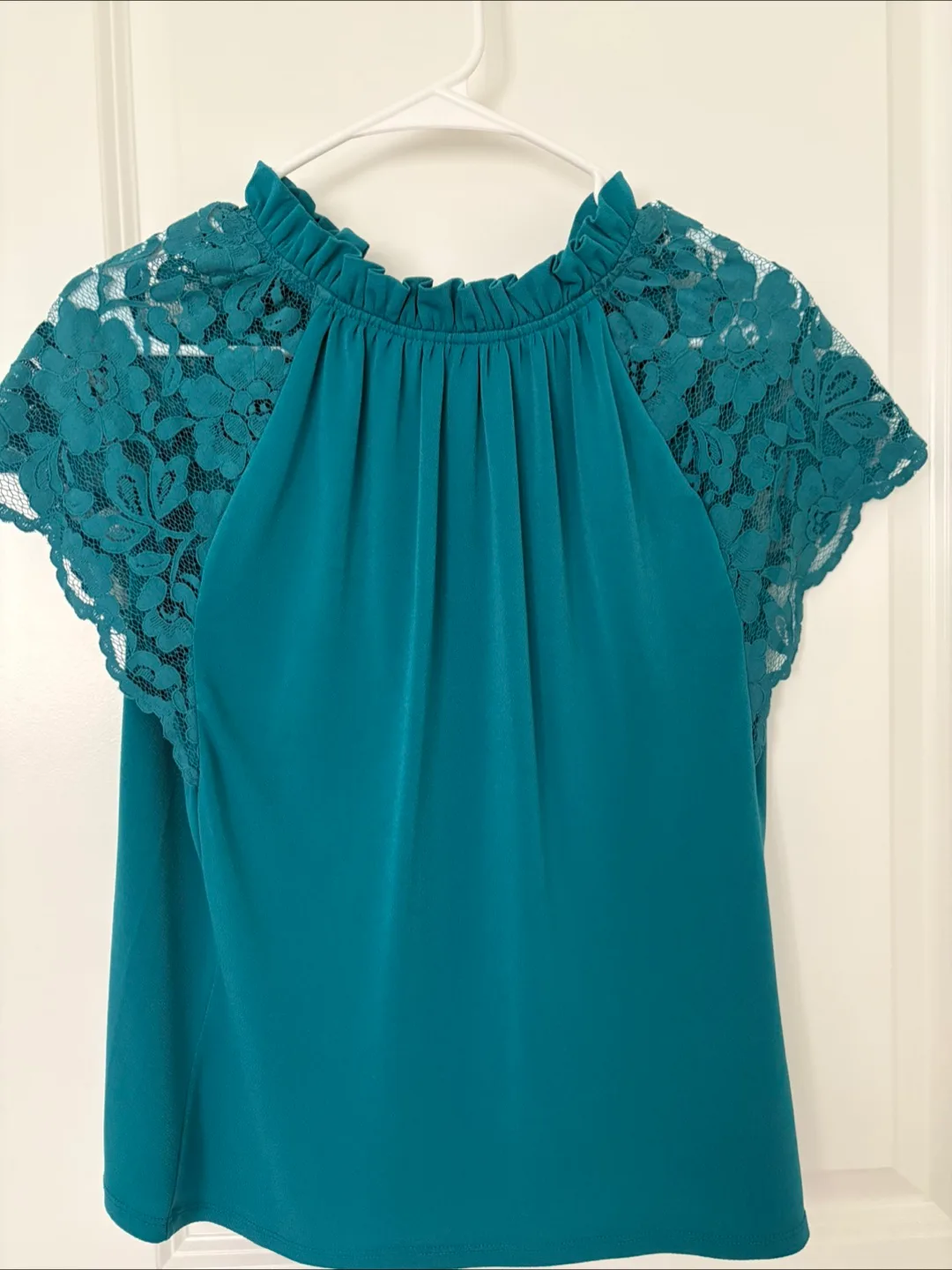 Worthington Petite Teal Lace Blouse - PXS thumbnail