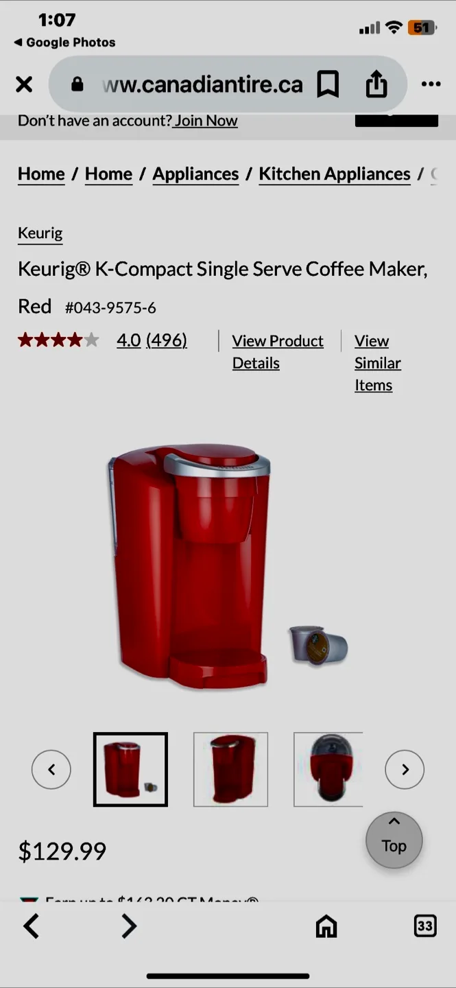 🍁Keurig K-Compact Single Serve Coffee Maker - Red thumbnail
