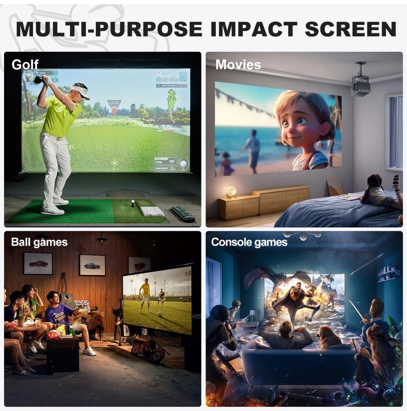 Golf Simulator Impact Screen for Training, 4mm Thickened Multi-P thumbnail