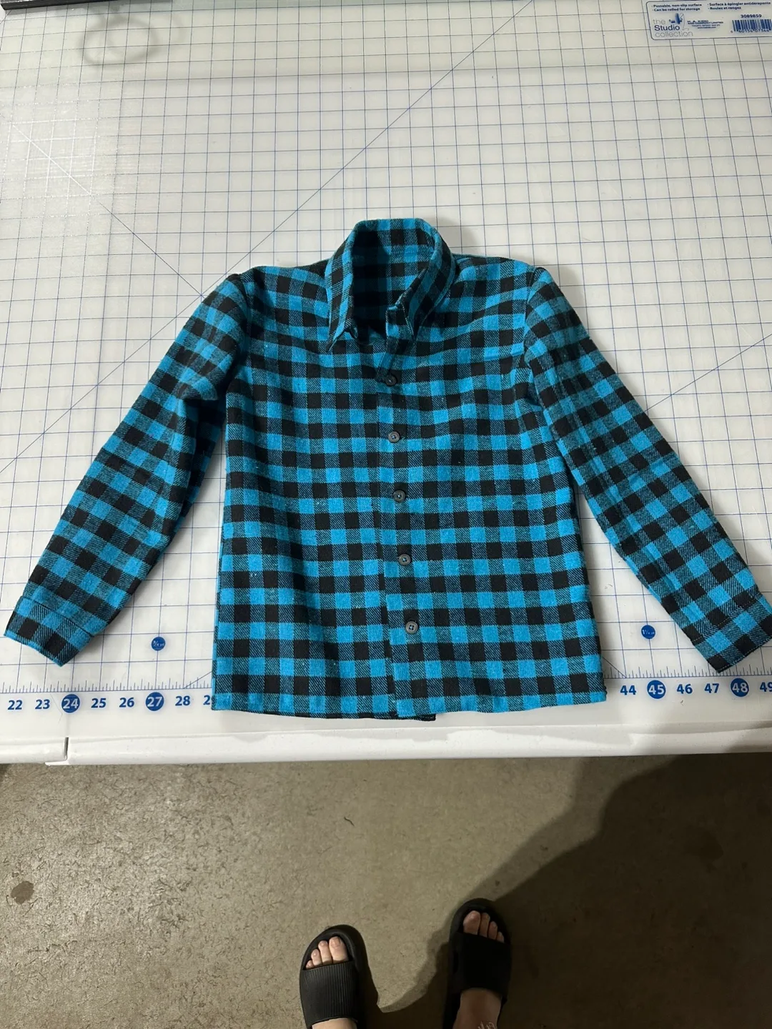 Blue & Black Plaid Flannel Shirt (size 6) thumbnail