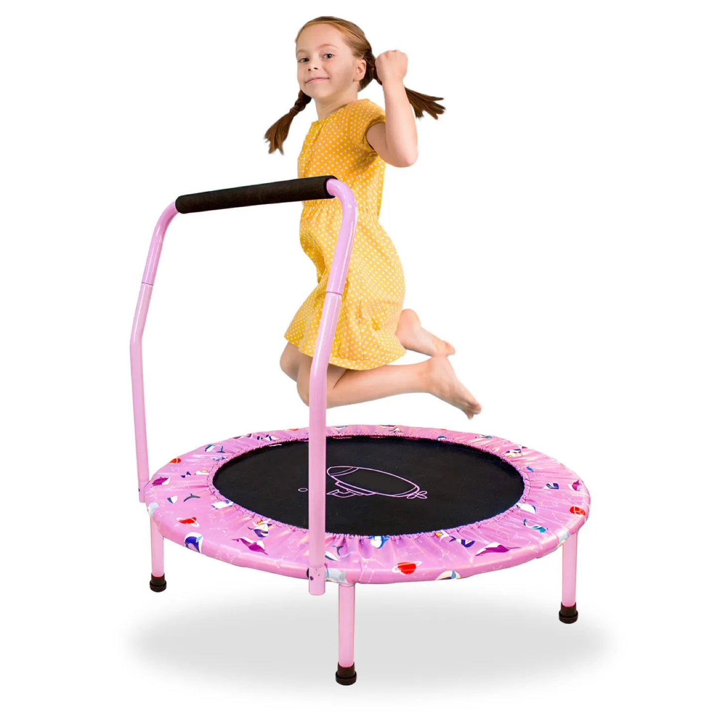 38” Kids Folding Mini Toddler Trampoline w Handle thumbnail