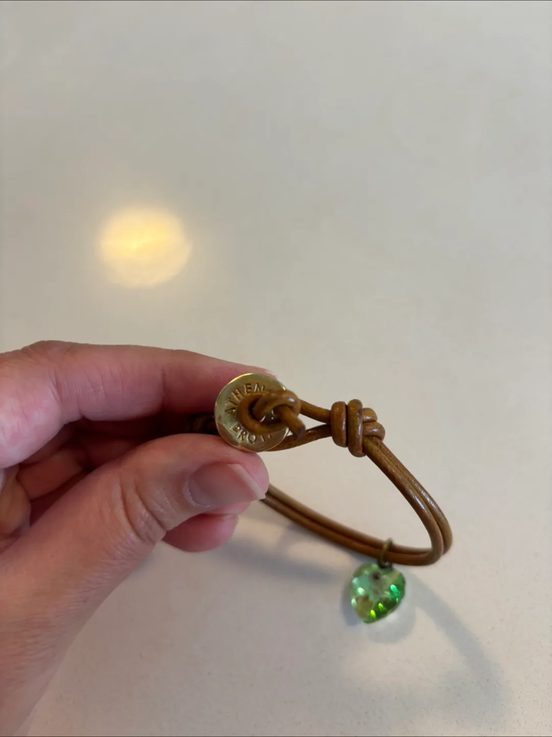 Elegant Heart Charm Bracelet with Brown Leather image indicator(2)