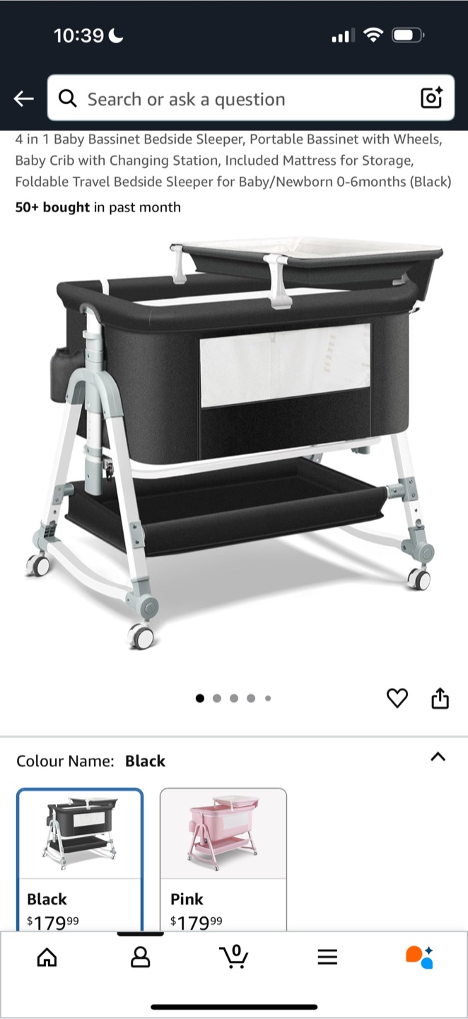 4-in-1 Baby Bassinet Bedside Sleeper - Black - photo 3