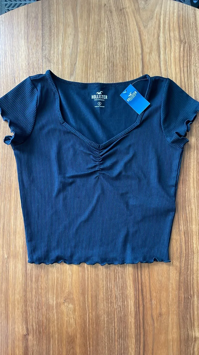 Hollister Black Ribbed Top - Size S thumbnail