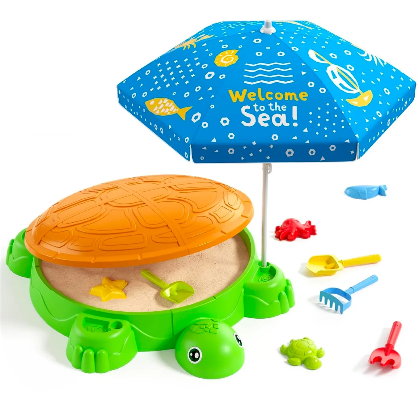 Turtle Sandbox with Adjustable Umbrella thumbnail