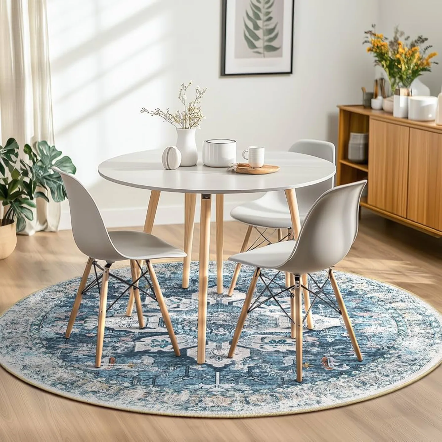 New round boho 6ft round Area Rug thumbnail