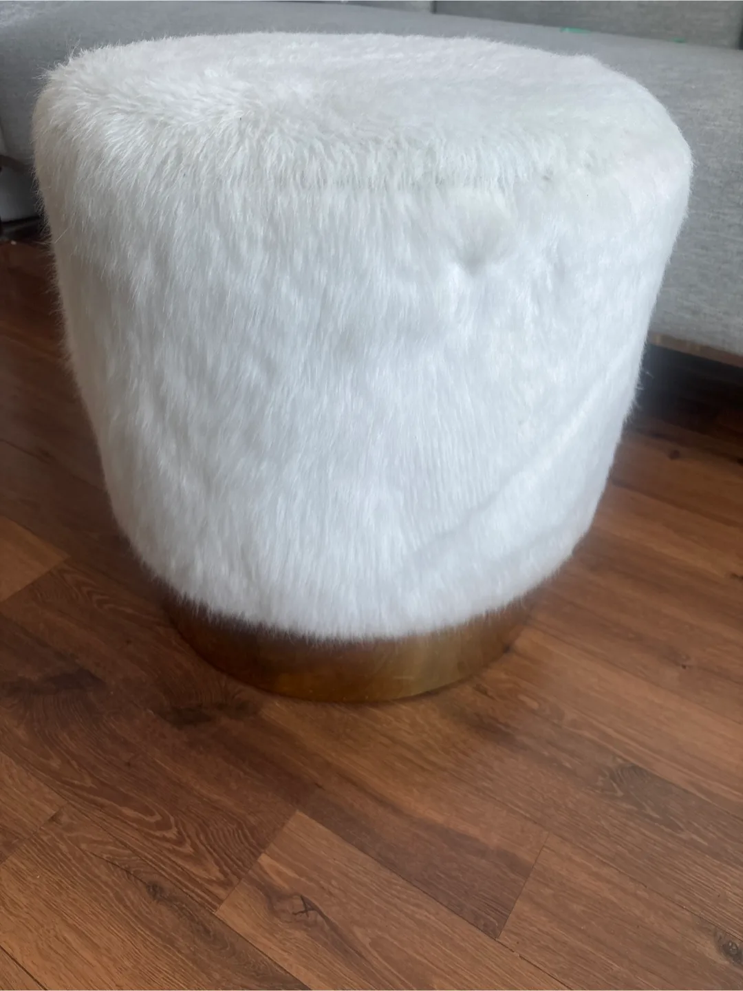 White Furry Ottoman thumbnail