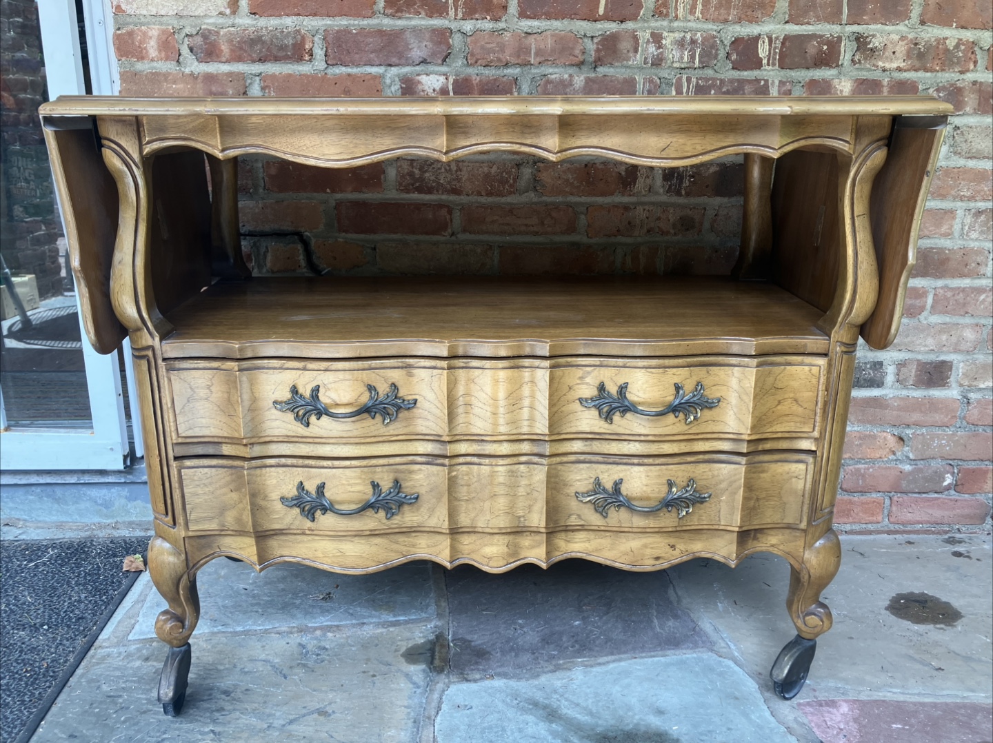 Vintage French Provincial Wooden Console Table with Drawers