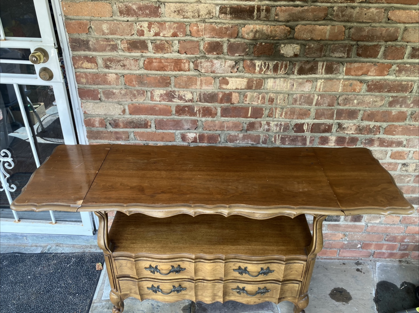Vintage French Provincial Wooden Console Table with Drawers - photo 2