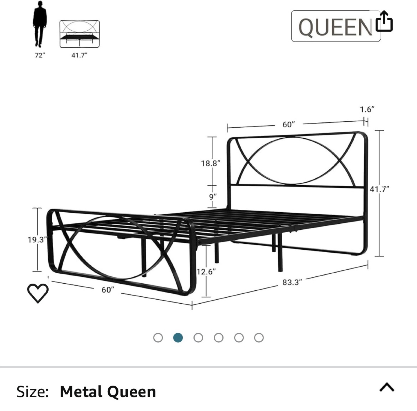 Queen Size Metal Bed Frame - photo 2