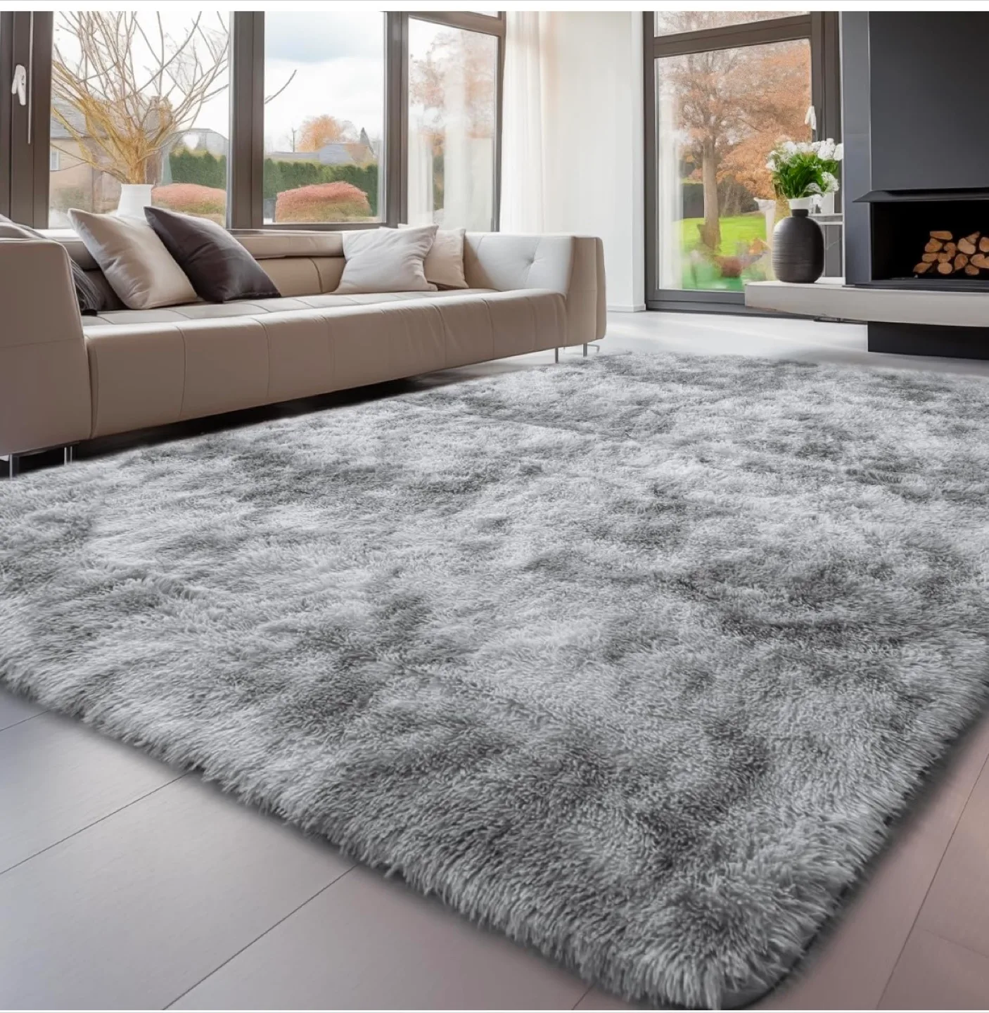 Grey Shag Area Rug - Plush & Soft thumbnail
