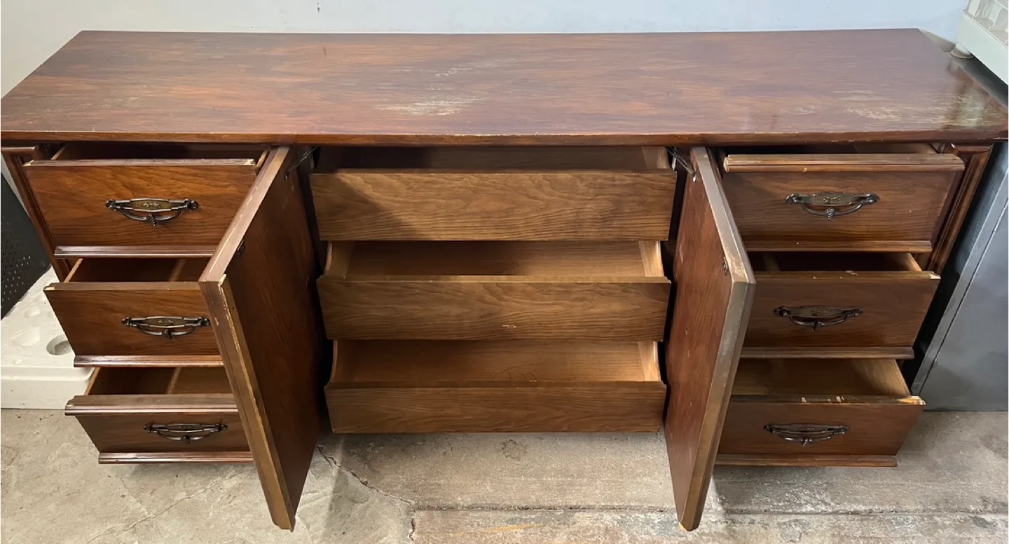Vintage Wooden Dresser with 9 Drawers! image indicator(2)
