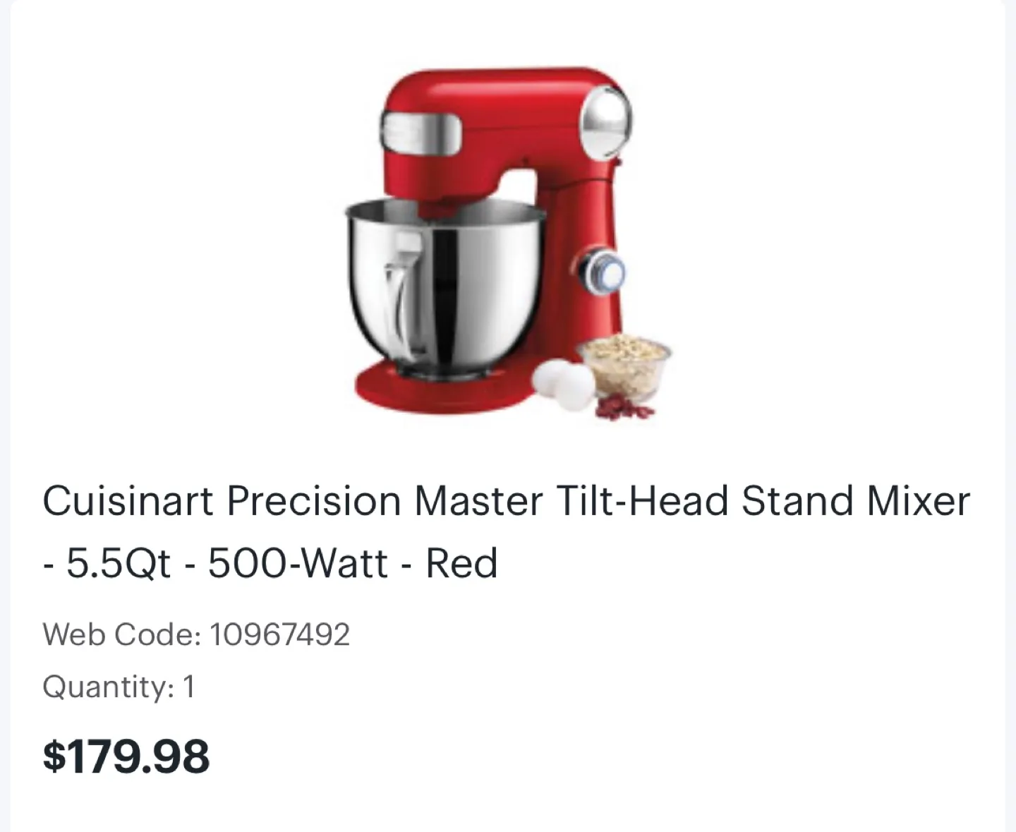 Cuisinart Precision Master Tilt-Head Stand Mixer - Red thumbnail