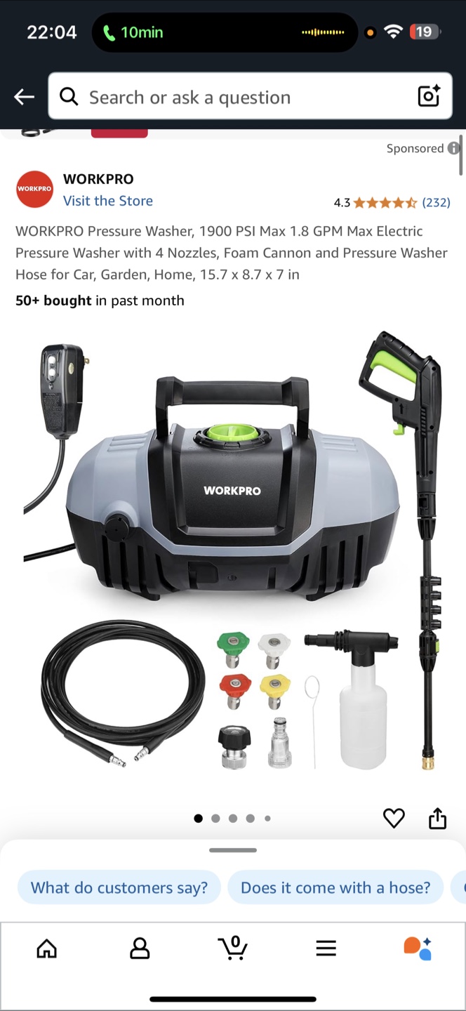 WORKPRO 1900 PSI Electric Pressure Washer