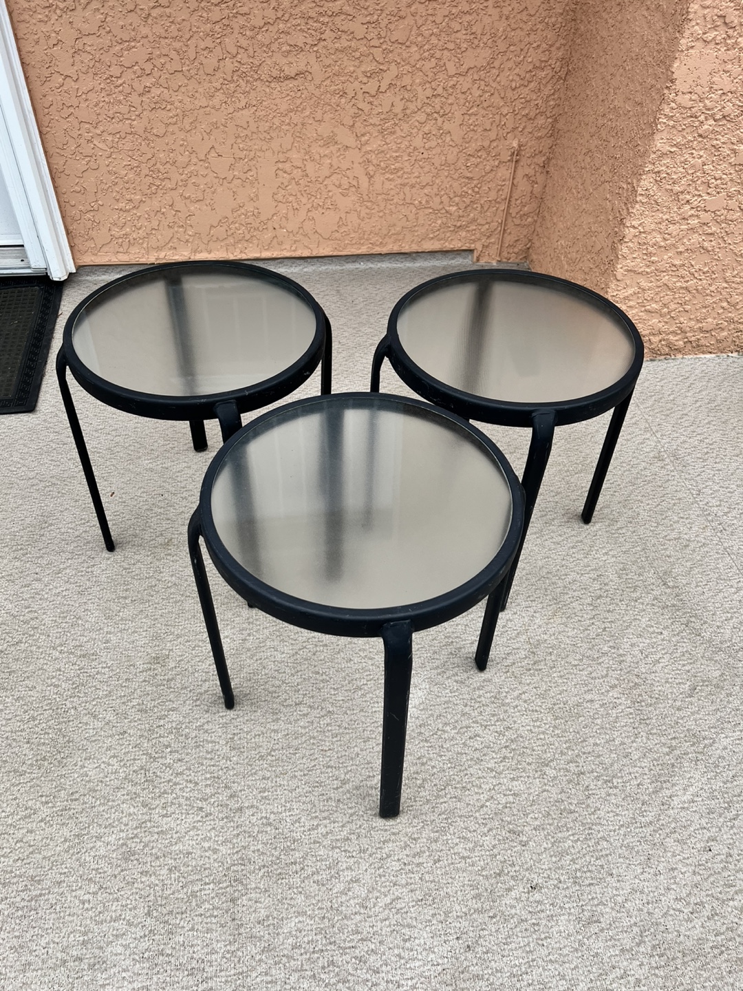 Set of 3 Round Nesting Tables, 16” wide x 18” high, $20 each