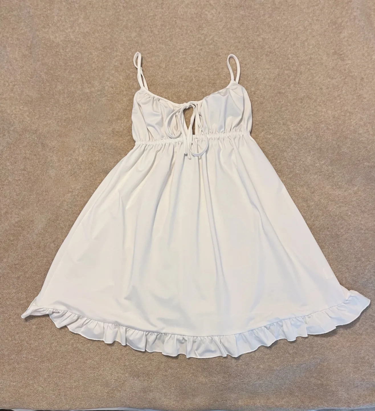 Brand New White Sundress with Ruffle Hem-Size XS thumbnail