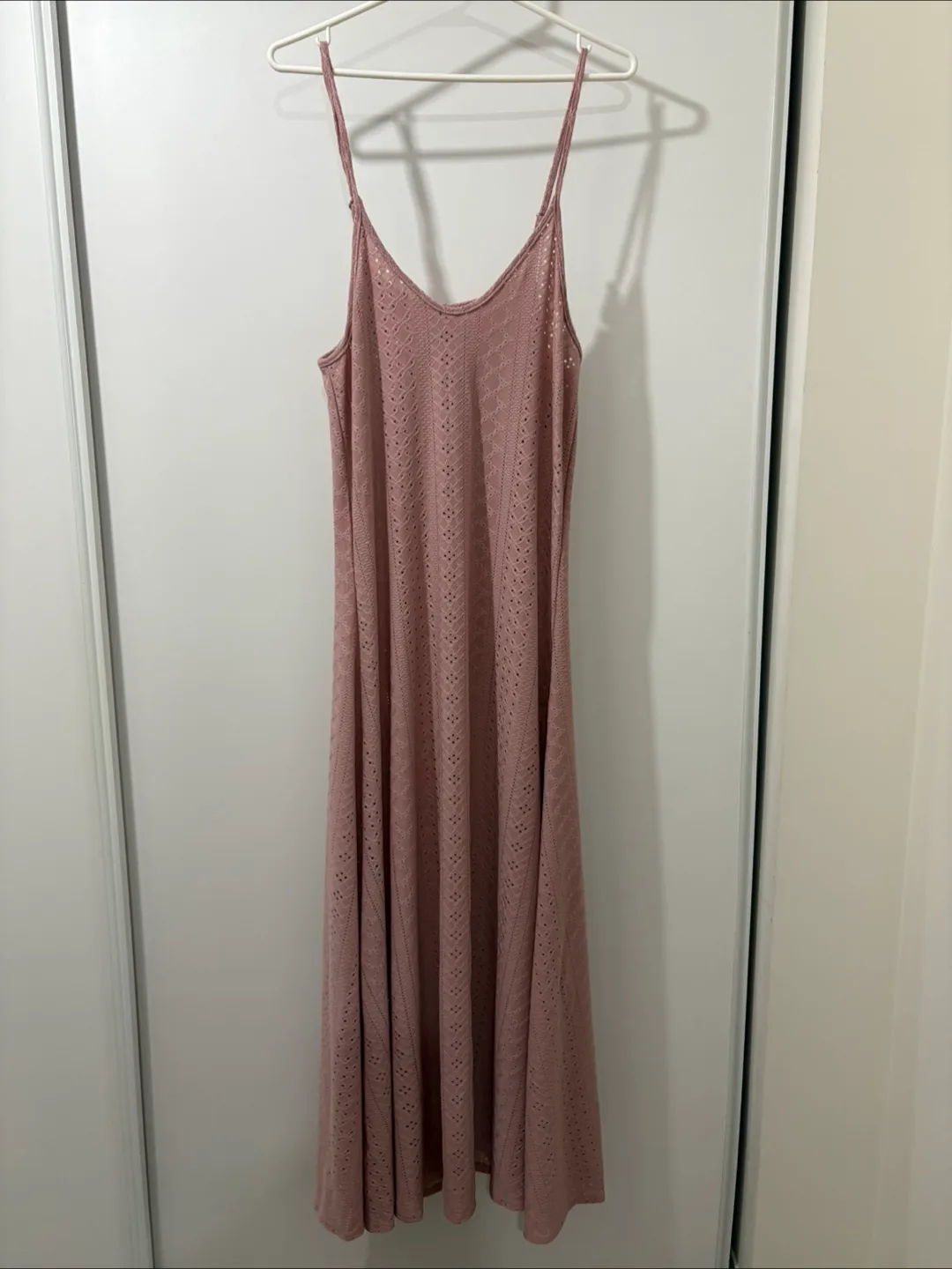 Pink eyelet Maxi Dress - Size M thumbnail
