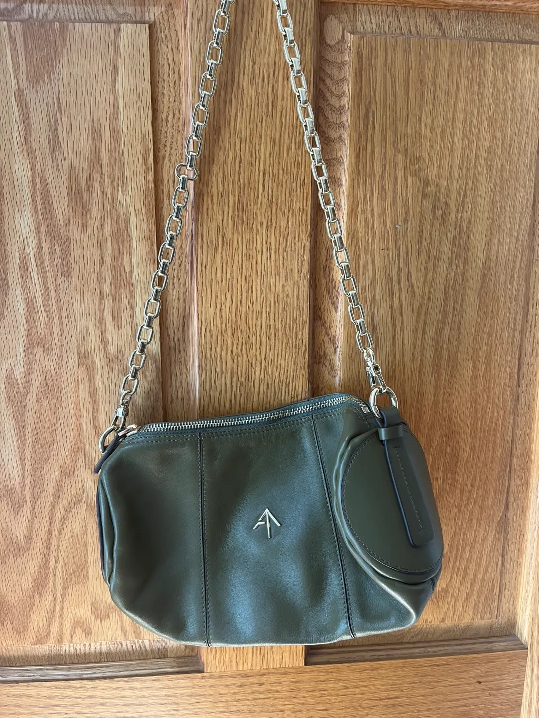 MANU Atelier Olive Green Leather Shoulder Bag thumbnail