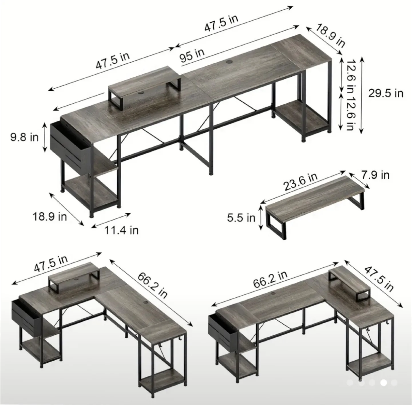 White & Gold Desk 95” thumbnail