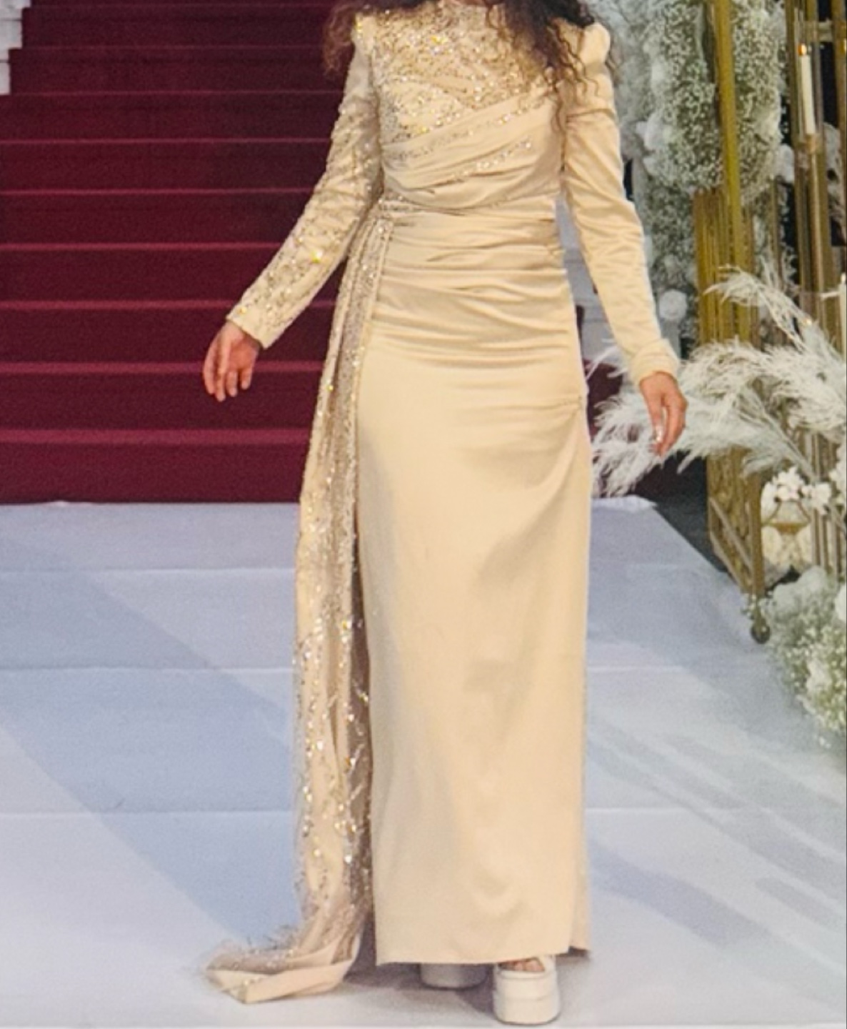 Elegant Beige Evening Gown