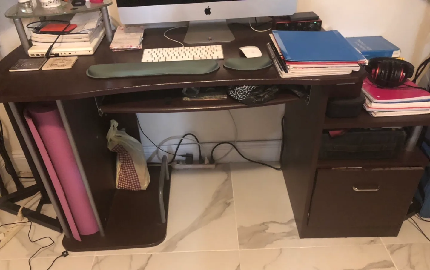 Wooden Desk with Extra storage and File Cabinet thumbnail
