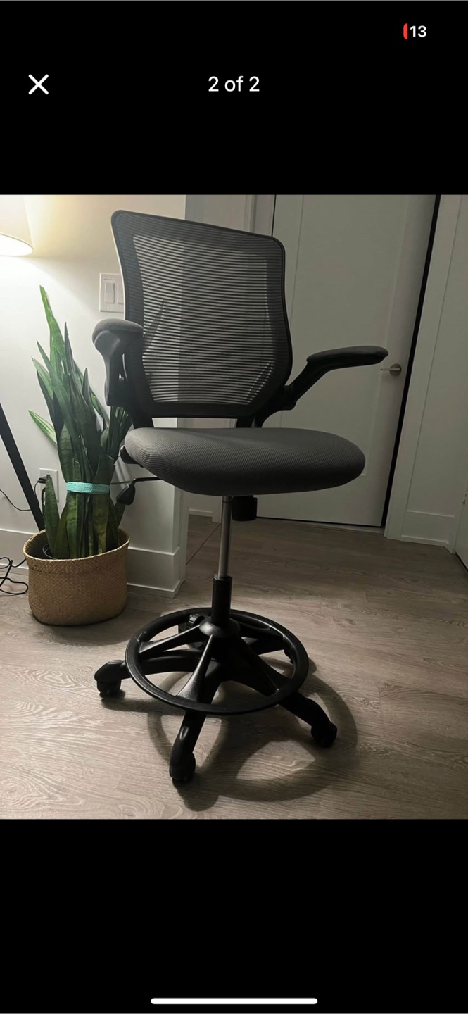 Ergonomic Mesh Drafting Chair with Adjustable Height & Foot Ring - photo 2