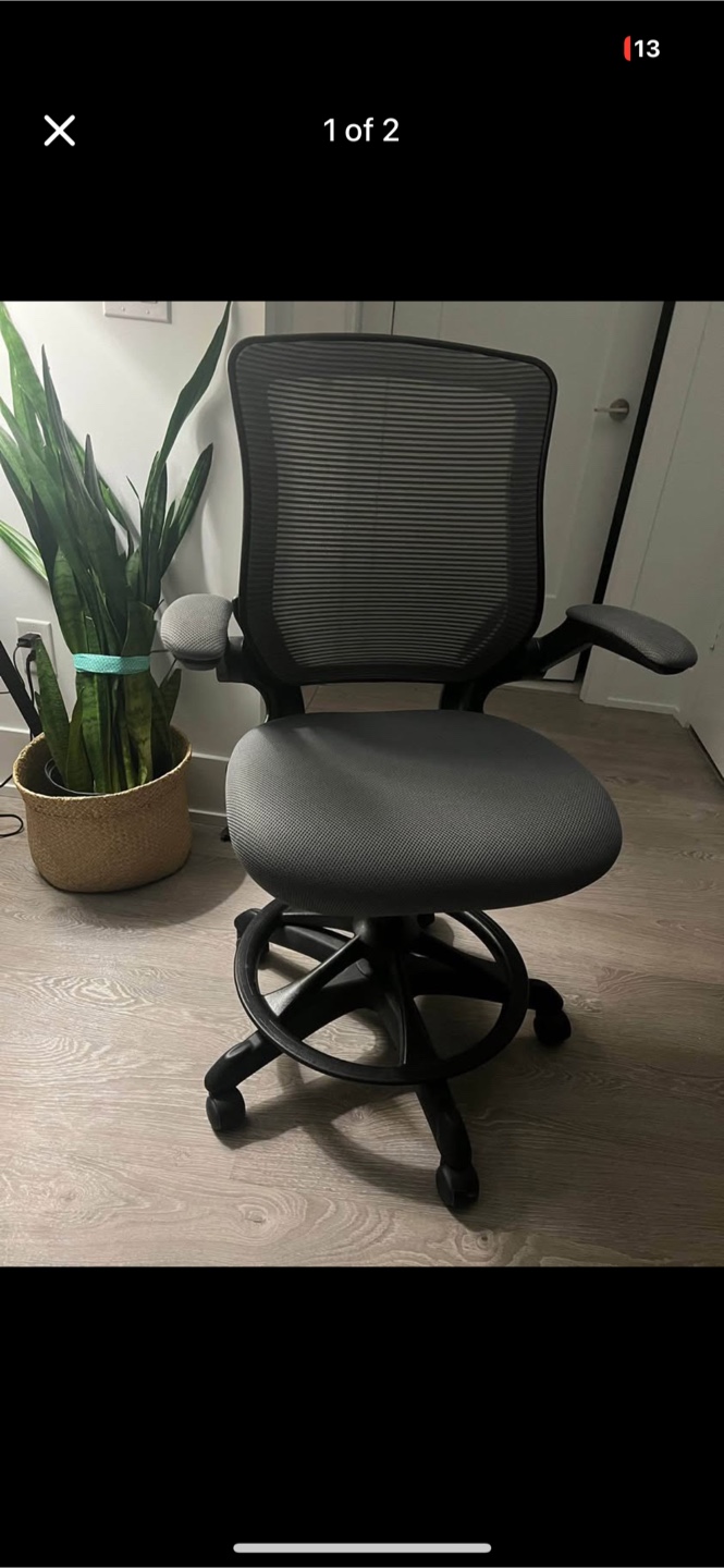 Ergonomic Mesh Drafting Chair with Adjustable Height & Foot Ring