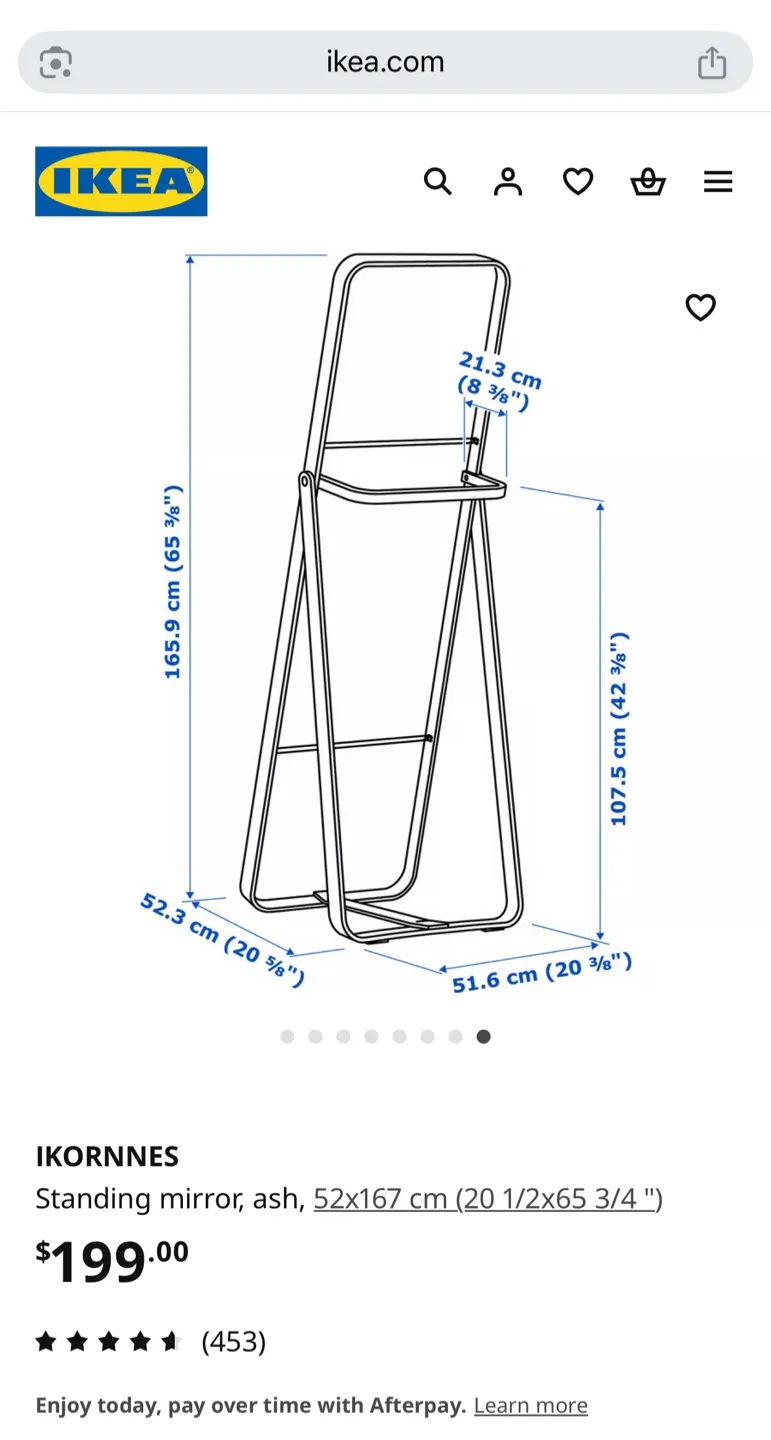IKEA IKORNNES Standing Mirror - Ash image indicator(2)