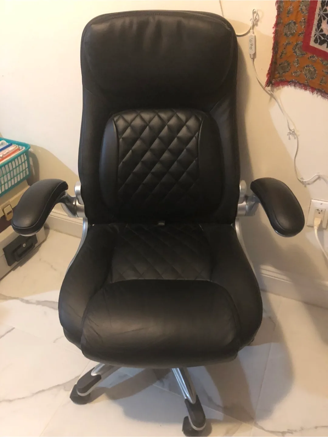 Black Rolling Office Chair with adjustable Back Support thumbnail