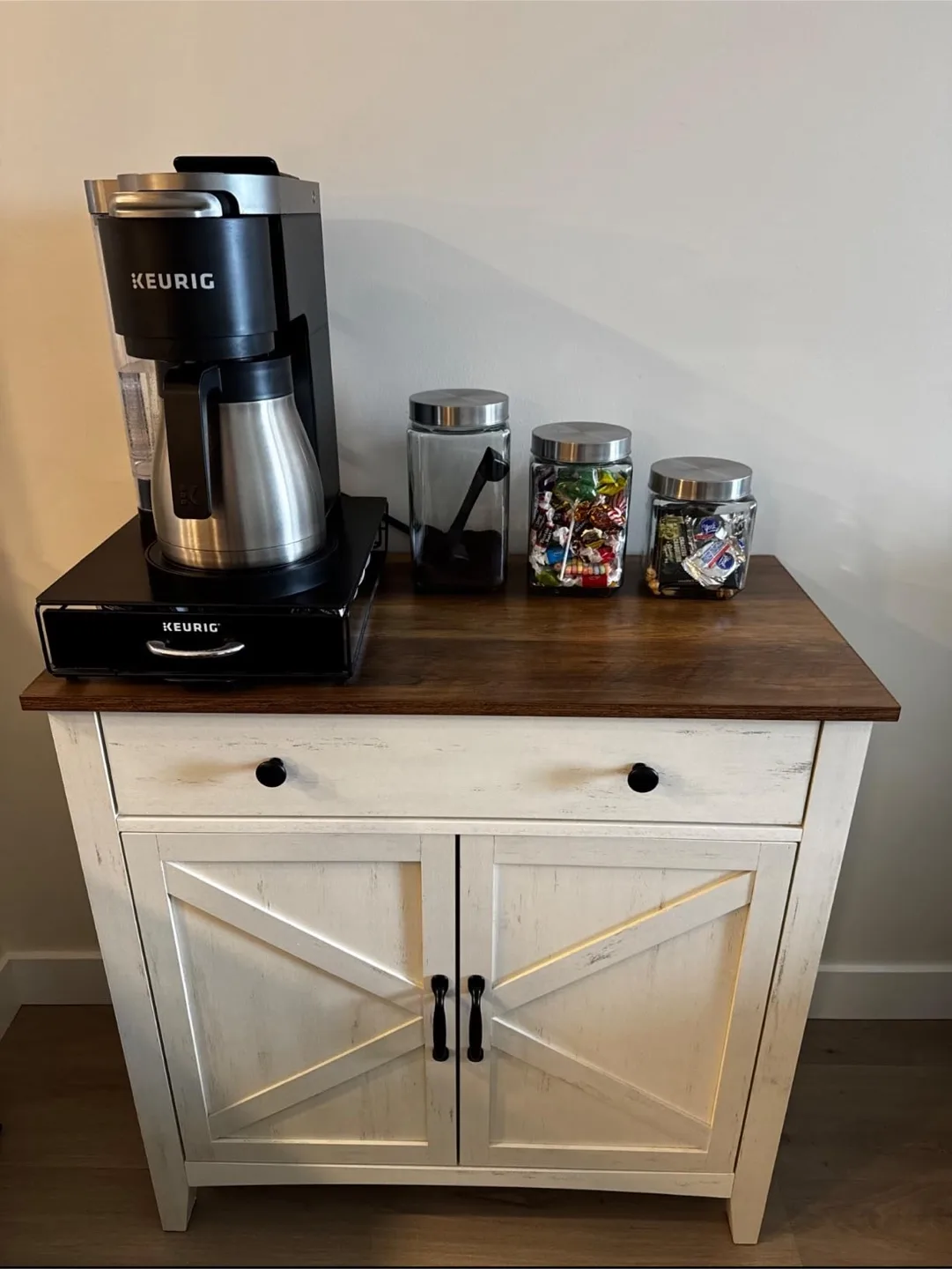 White & Brown Accent Cabinet thumbnail