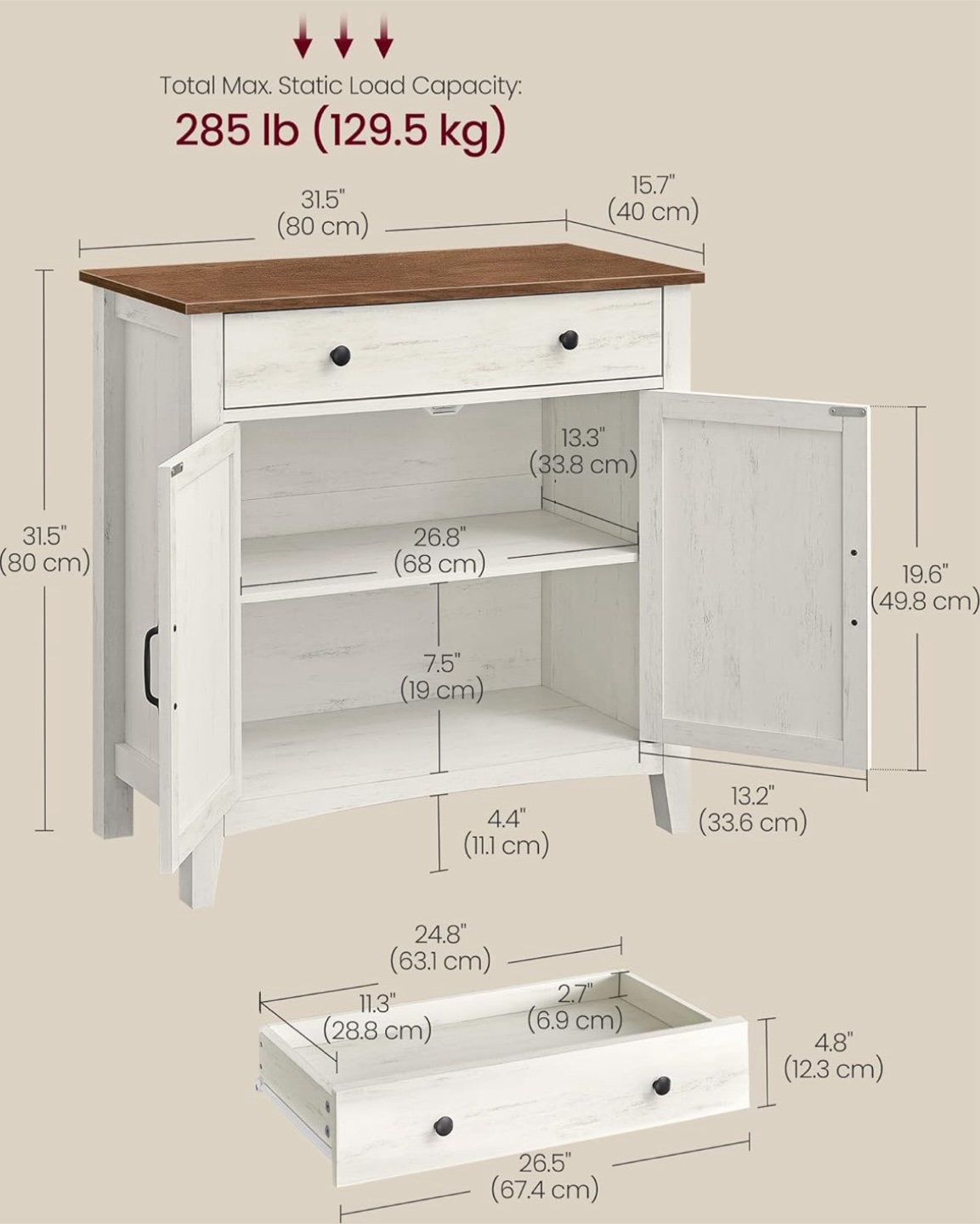 White & Brown Accent Cabinet - photo 2
