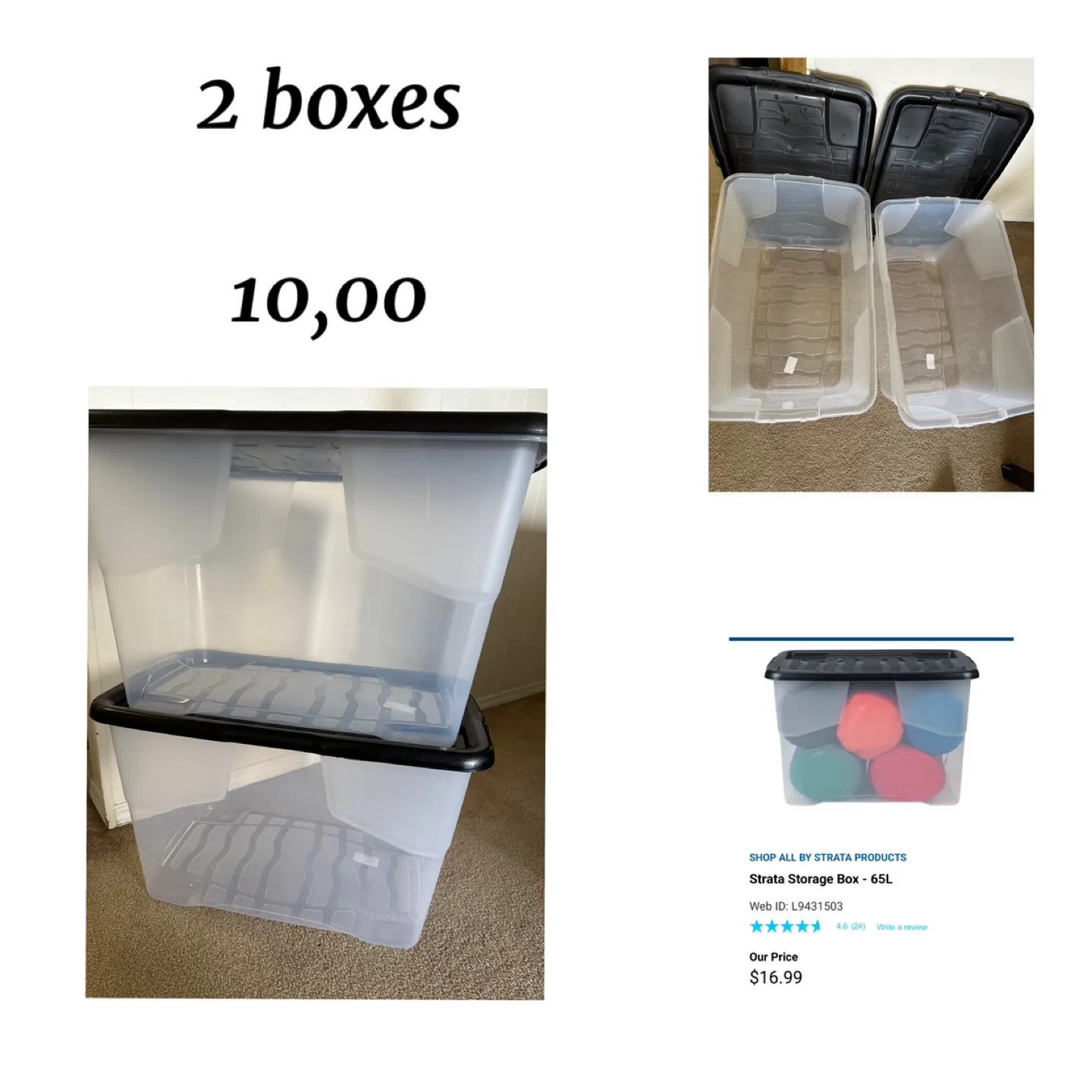 2 Storage Boxes - 65L thumbnail