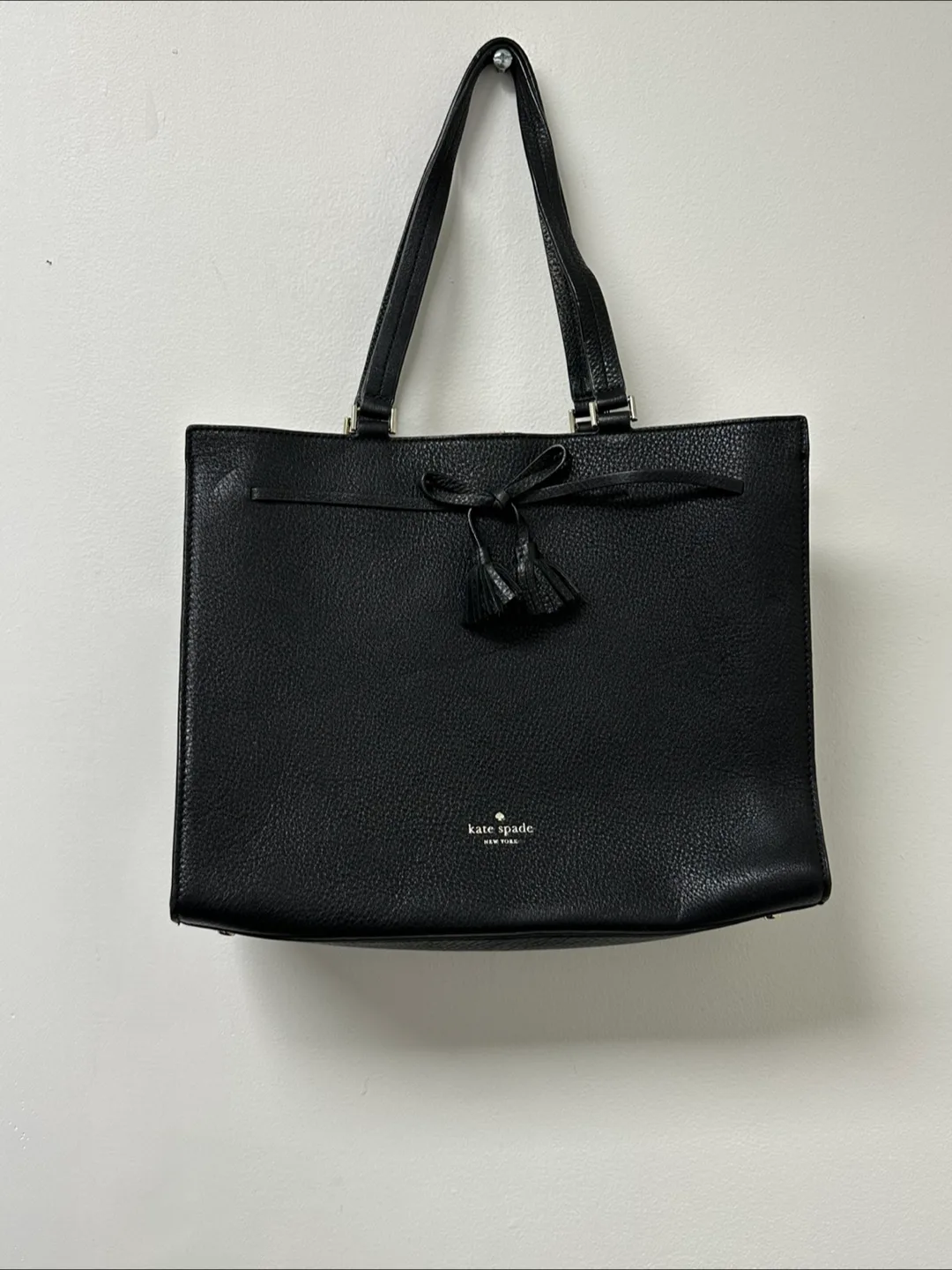 Kate Spade Black Leather Tote Bag thumbnail