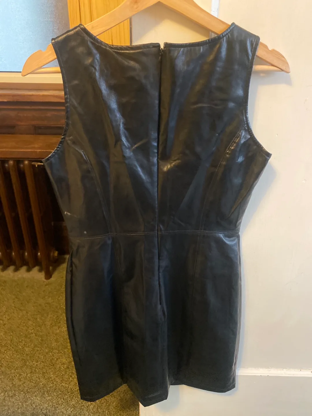 Black Faux Leather Mini Dress image indicator(2)