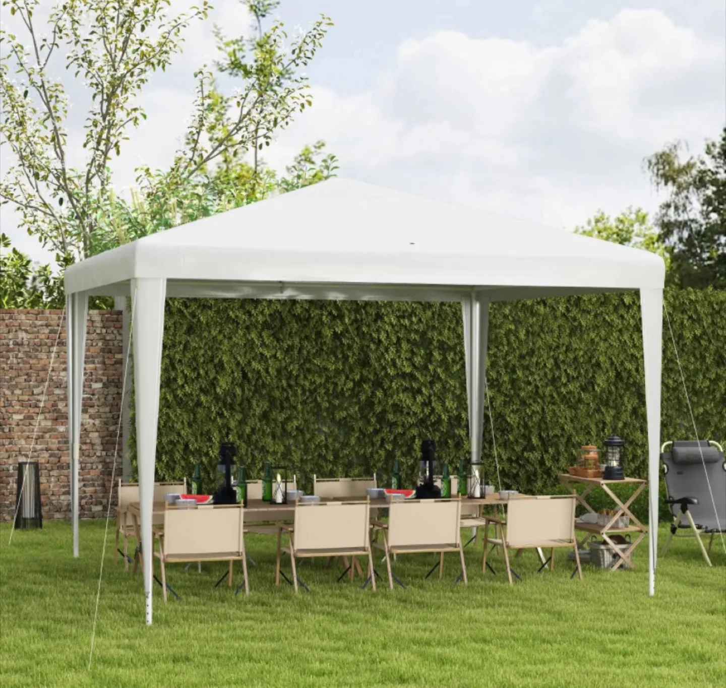 10x10ft PORTABLE WHITE FOLDING GARDEN GAZEBO TENT thumbnail