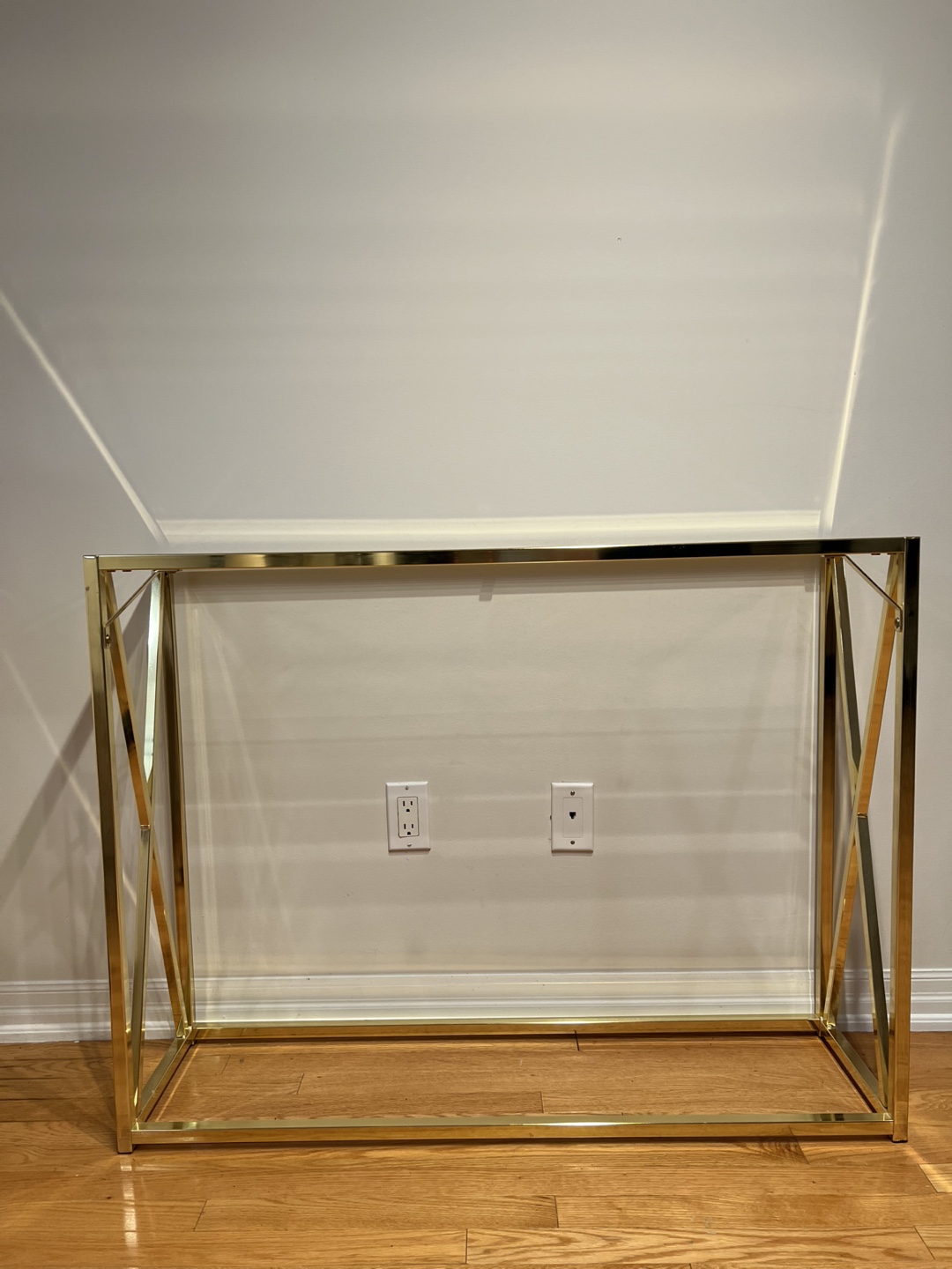 Gold Metal & Glass Console Table - photo 2