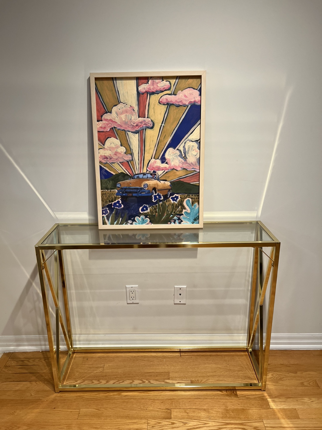 Gold Metal & Glass Console Table - photo 3