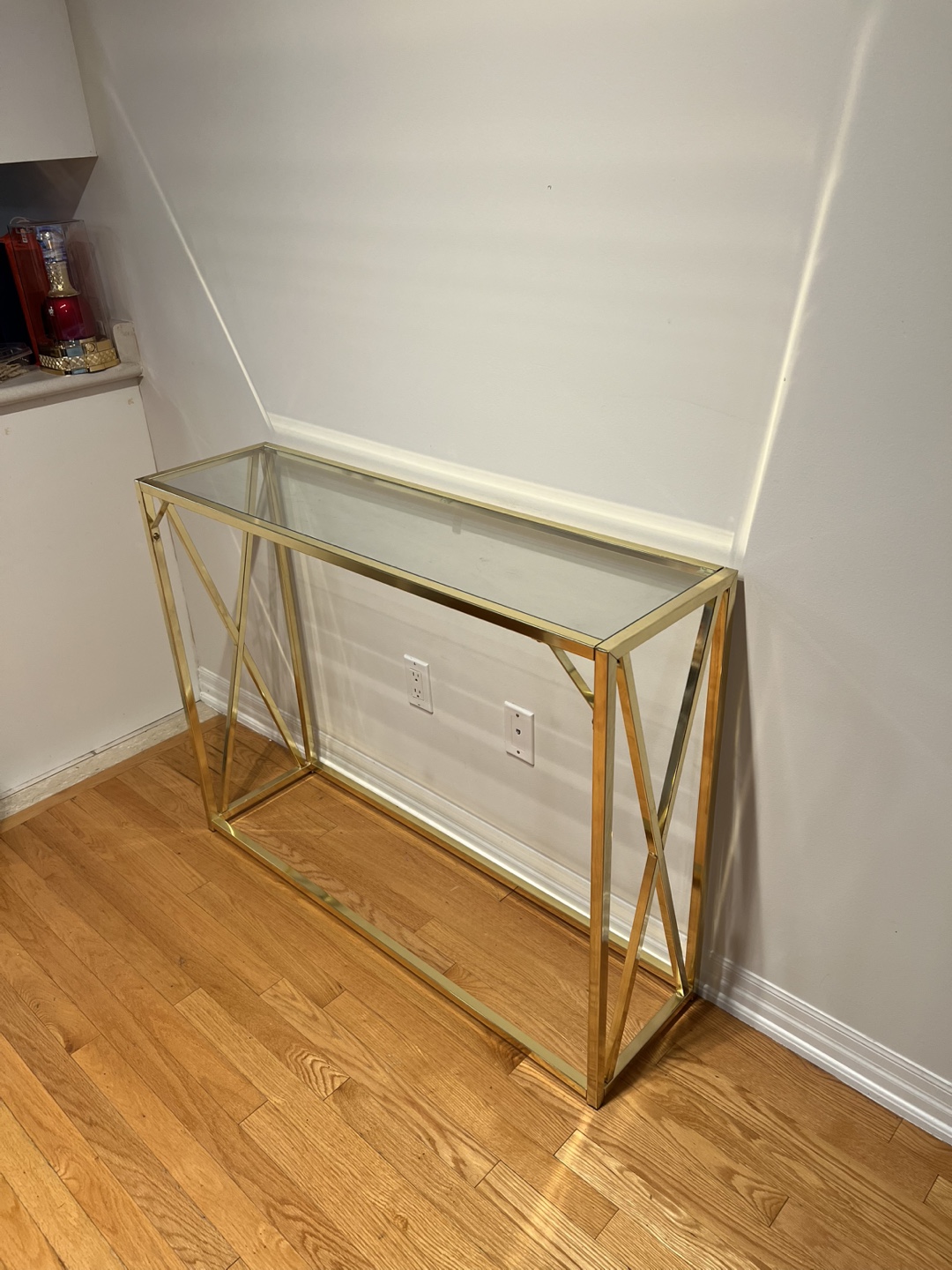 Gold Metal & Glass Console Table