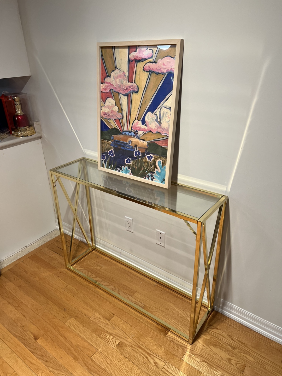 Gold Metal & Glass Console Table - photo 4