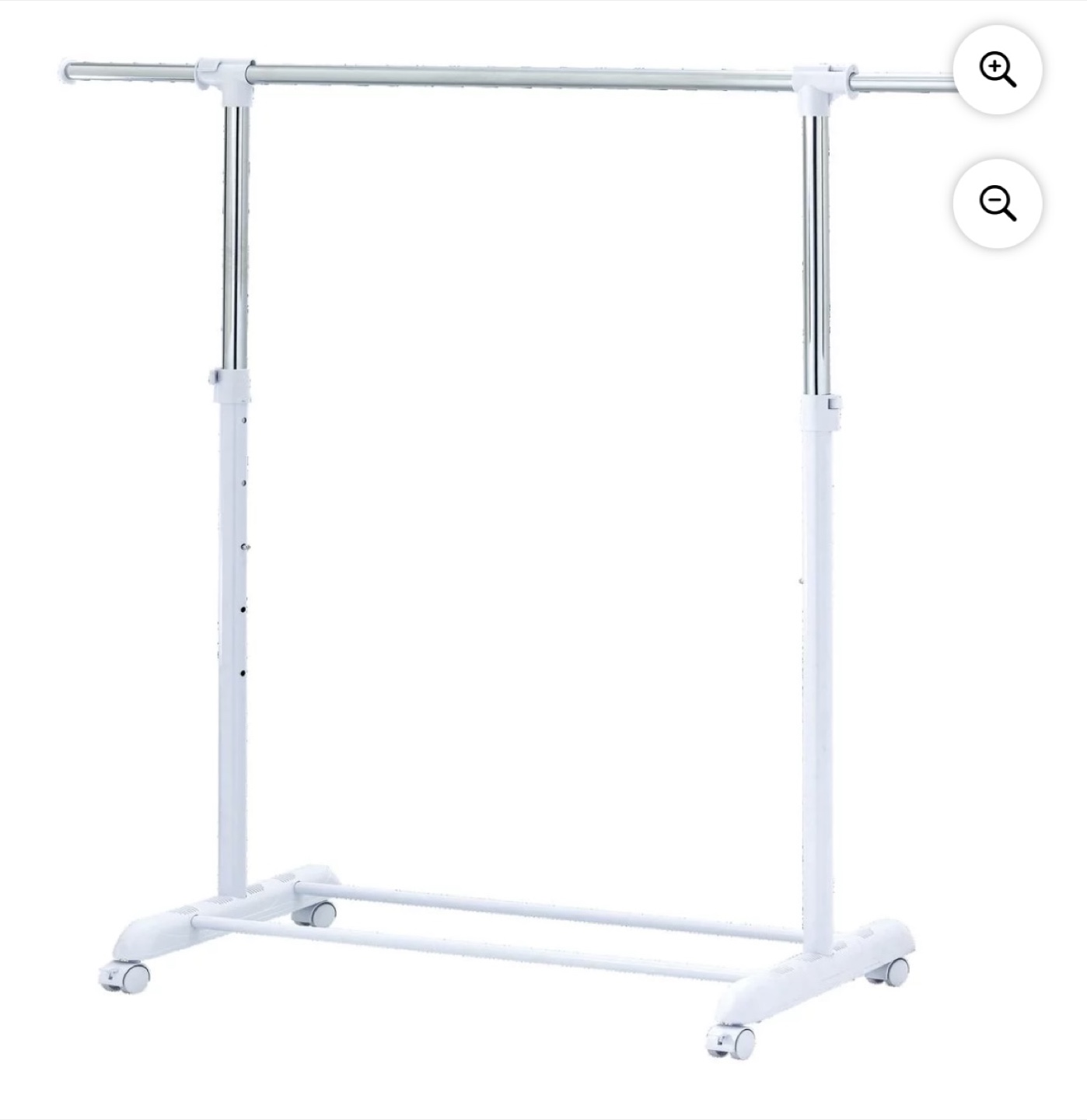 Adjustable Rolling Clothes/Coat Rack - White