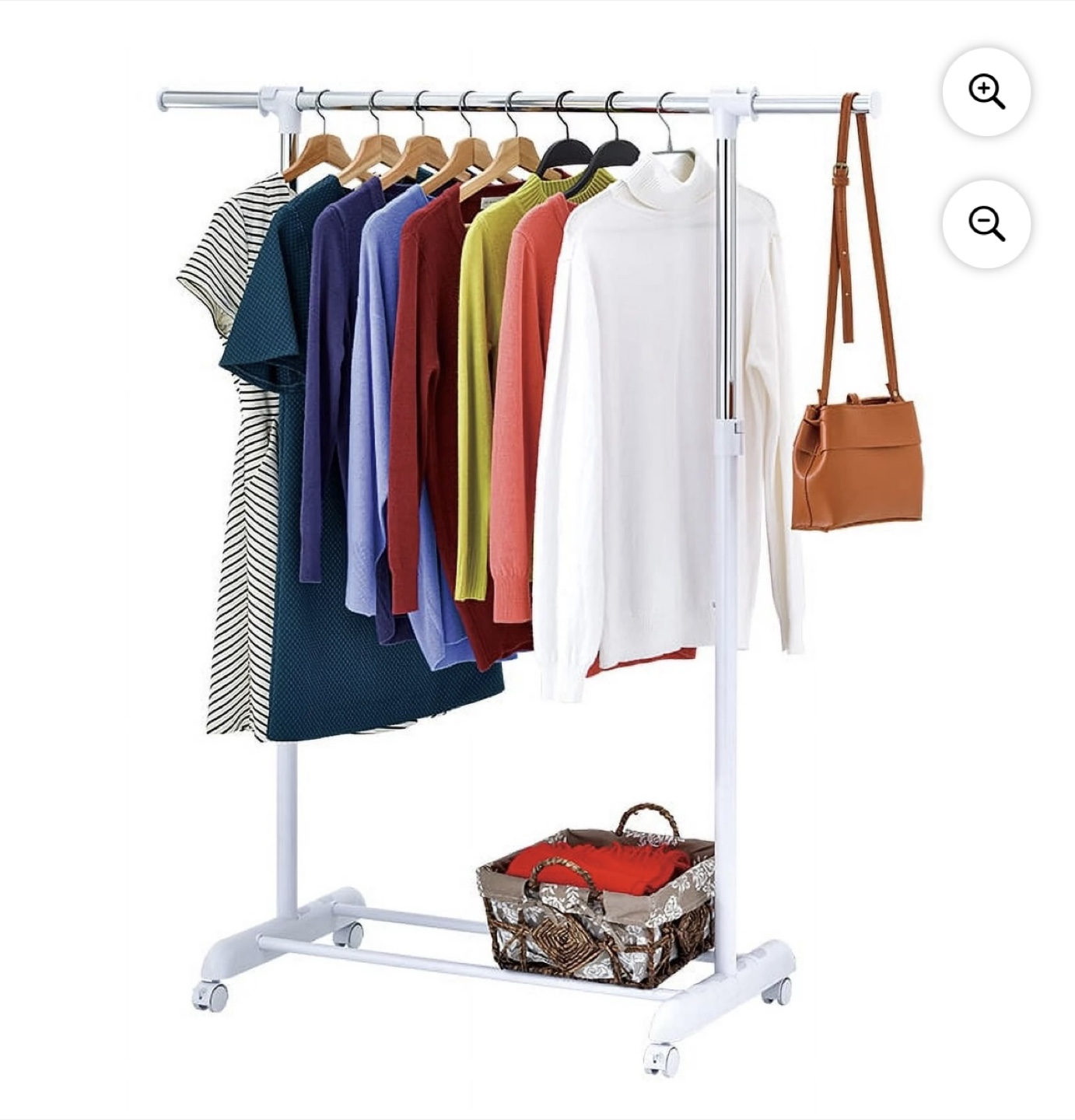 Adjustable Rolling Clothes/Coat Rack - White - photo 2