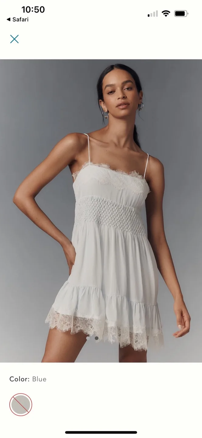 Anthropologie Blue Lace Trim Mini Dress image indicator(3)