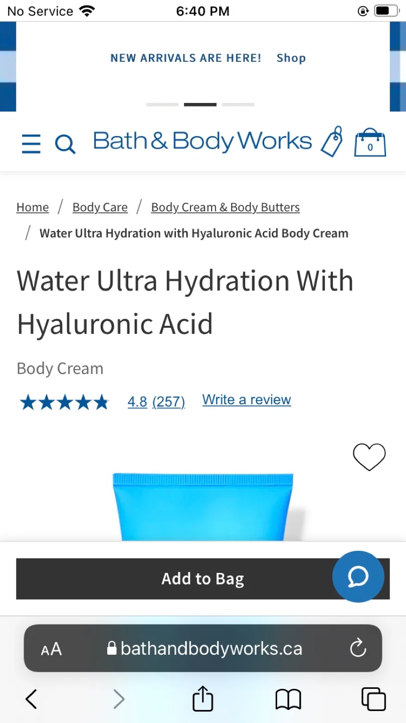 Not used ultra hydration body cream with hyaluronic acid thumbnail