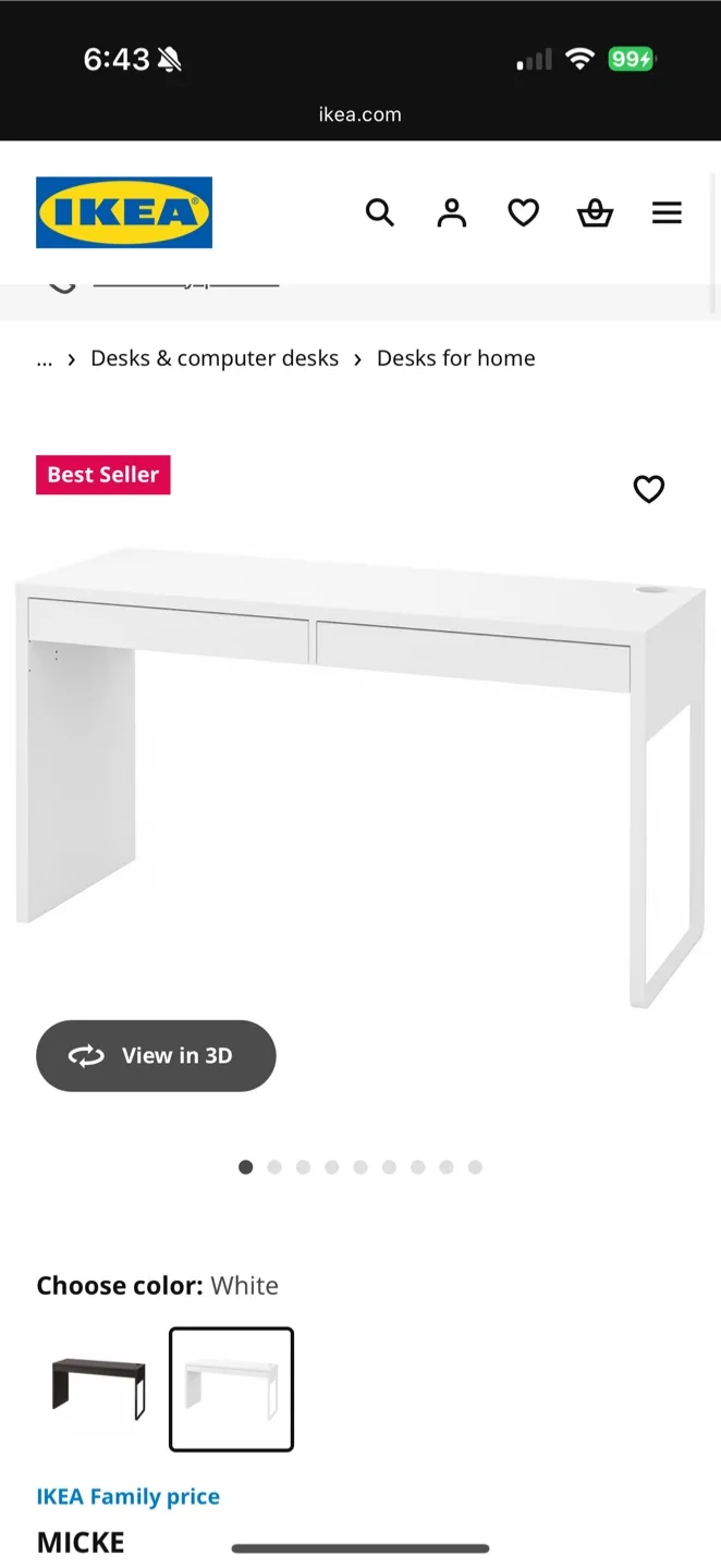 IKEA MICKE Desk - White thumbnail