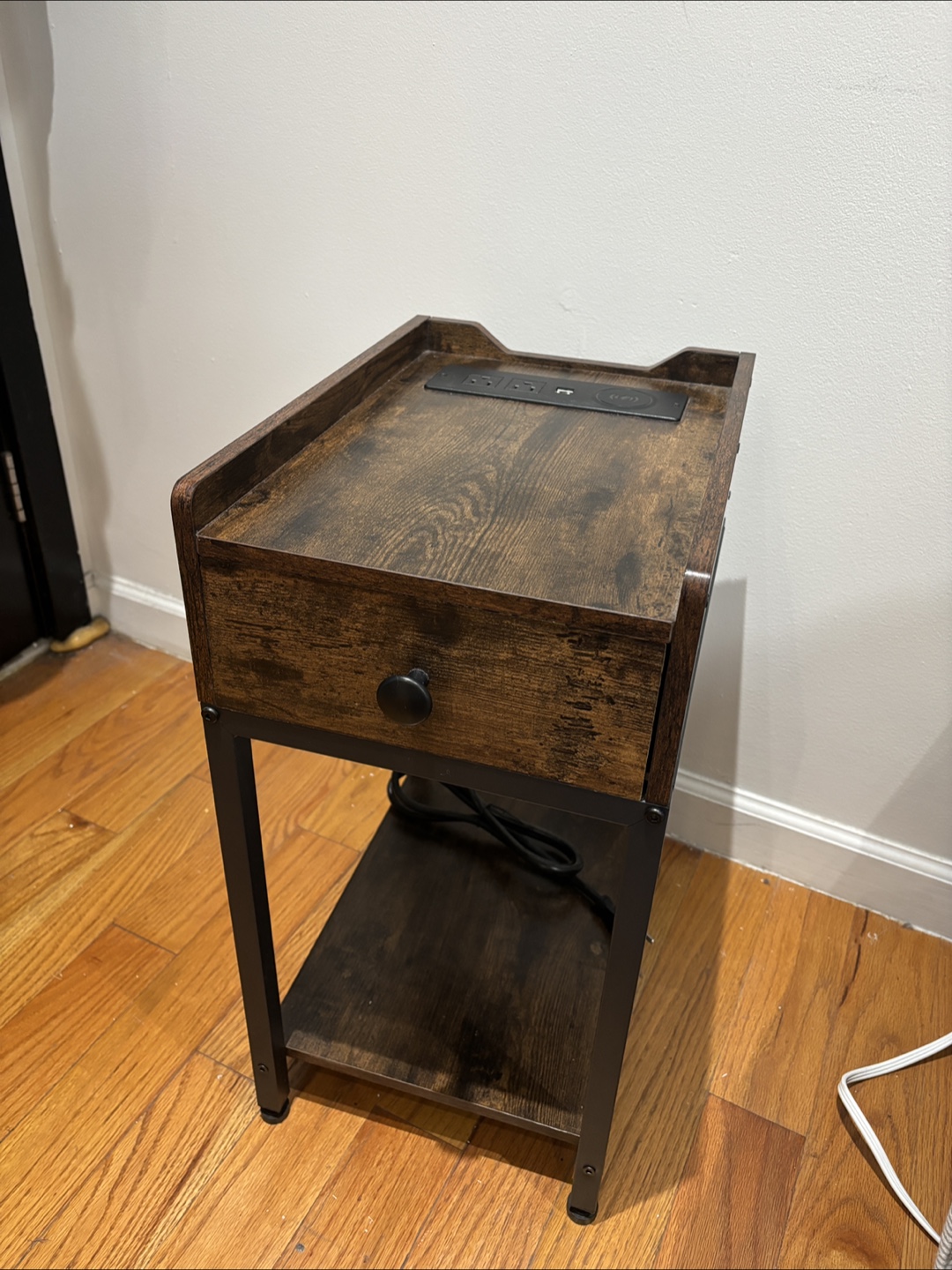 Nightstand with Charging Station - Brown