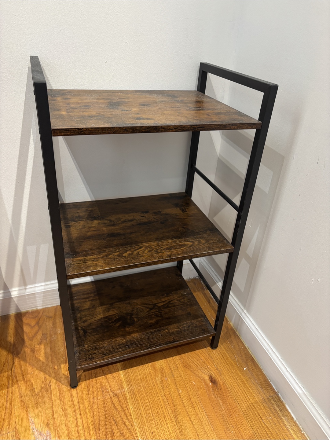3-Tier Bookshelf - Wood & Metal Frame