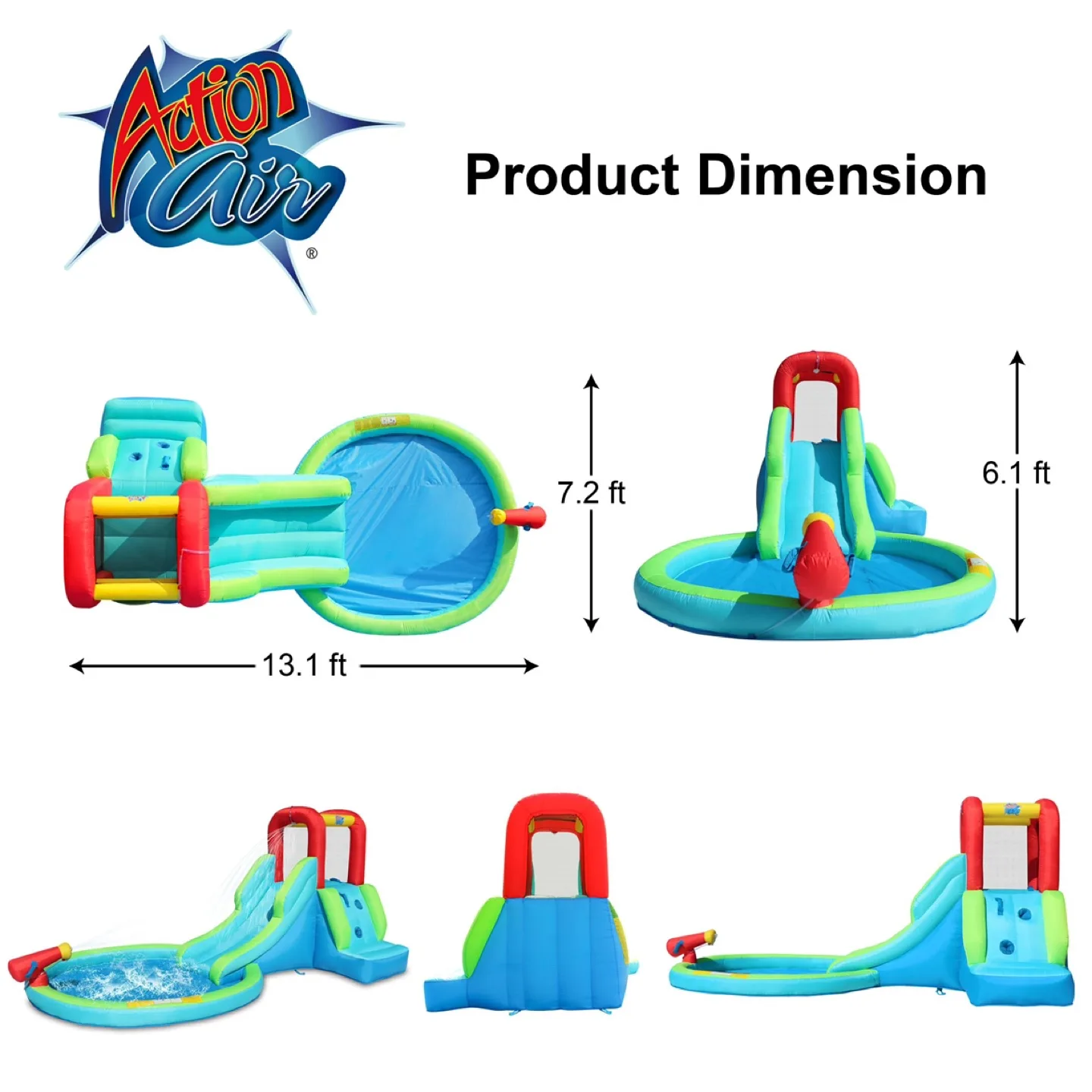 ACTION AIR Inflatable Bounce House w Slide for Wet + Dry image indicator(2)